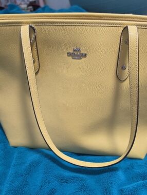 Coach Yellow Leather Tote with Silver Logo Hardware